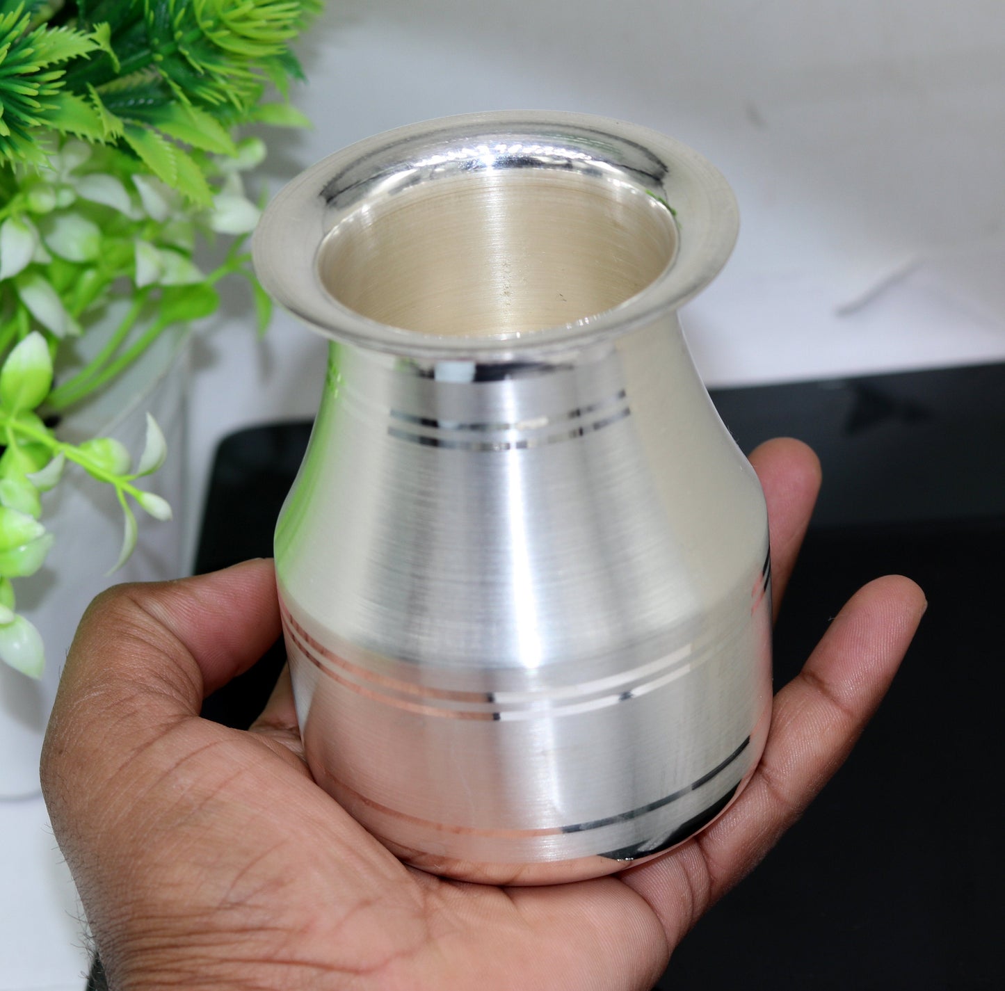 999 fine pure silver handmade solid kalash/lota, excellent silver tunmbler, silver vessels flask utensils, gifting home puja art sv73 - TRIBAL ORNAMENTS