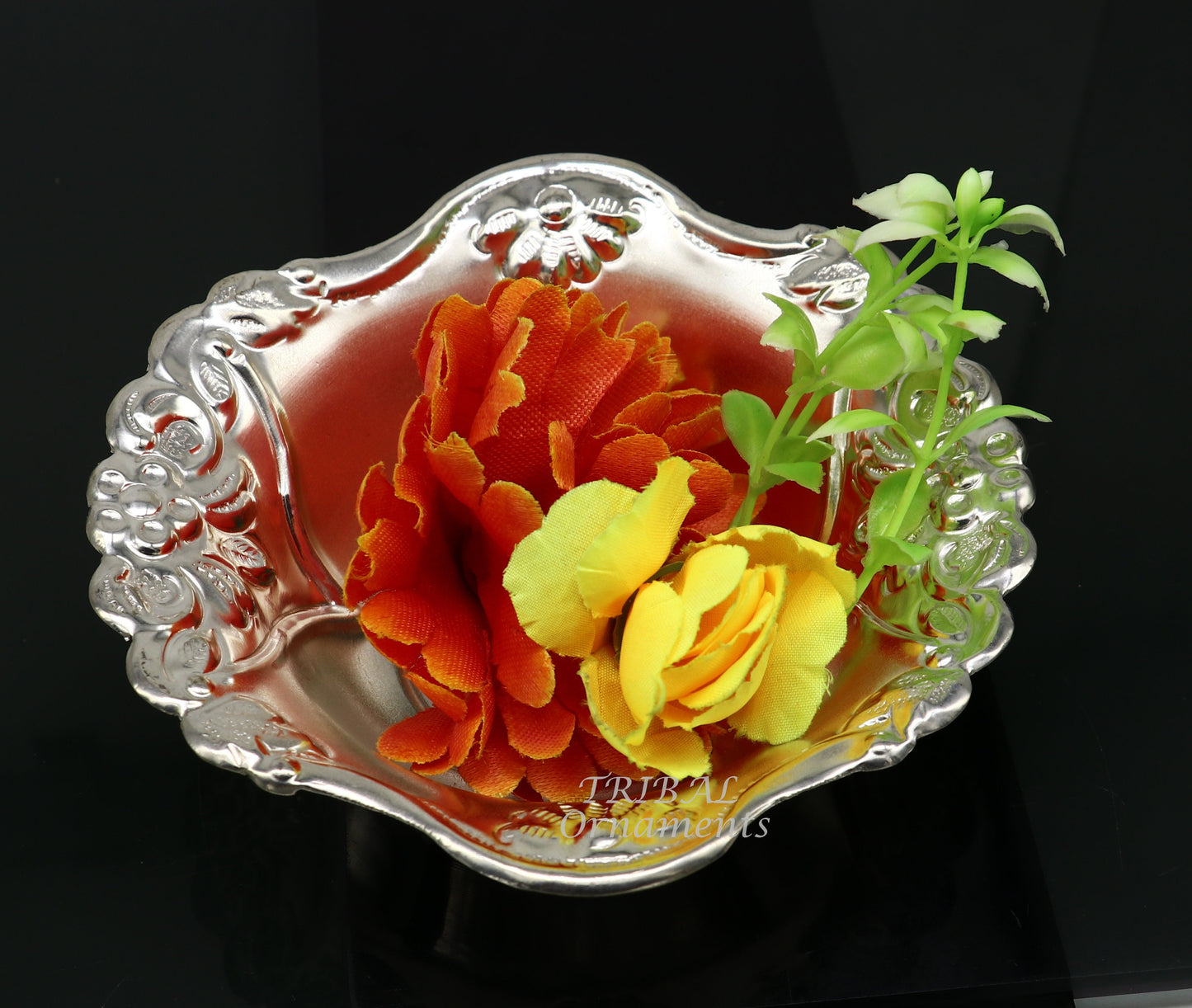 999 fine silver customized design Prasadam bowl, puja utensils, worshipping article, silver Idols serving bowl temple article su859 - TRIBAL ORNAMENTS