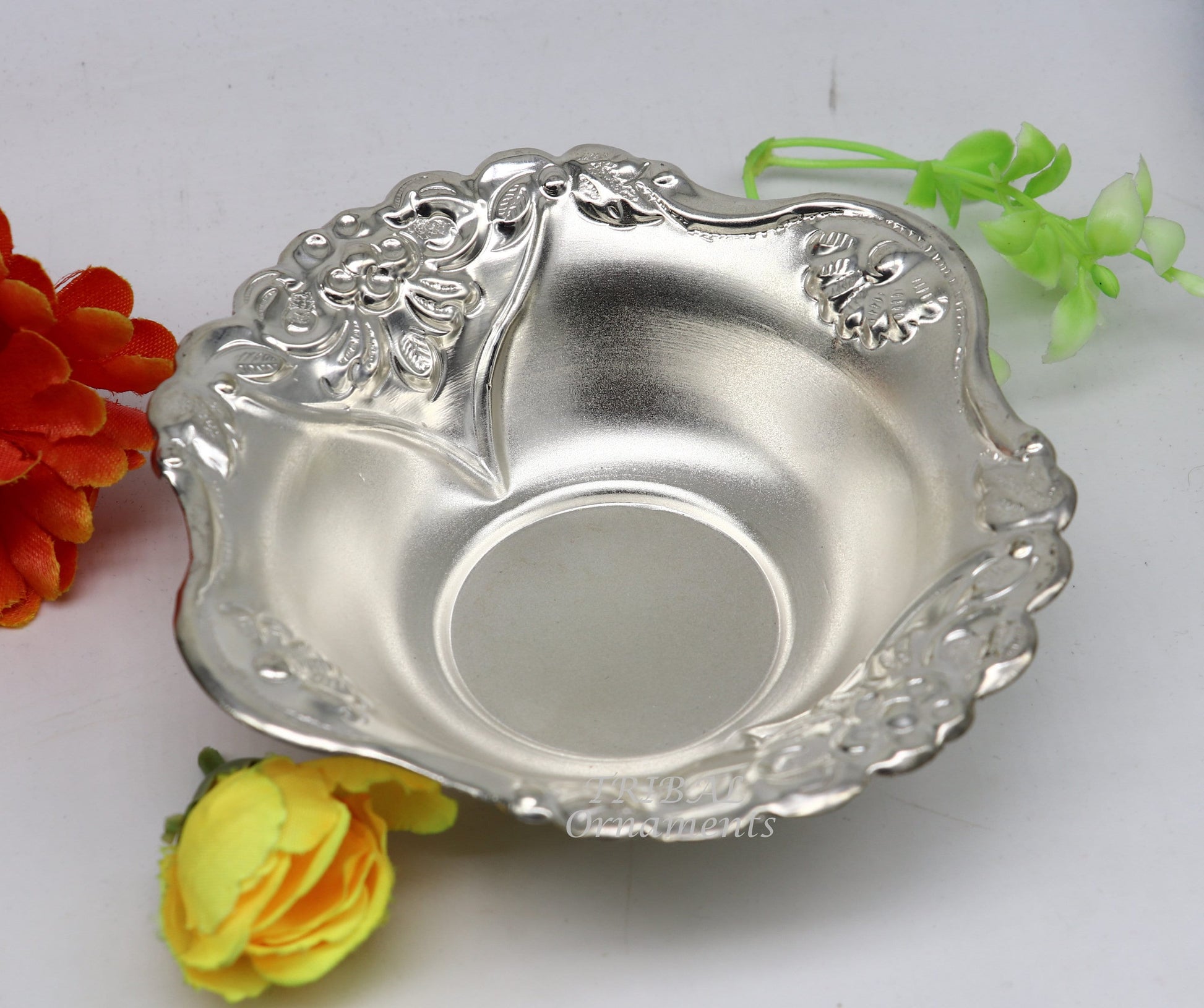 999 fine silver customized design Prasadam bowl, puja utensils, worshipping article, silver Idols serving bowl temple article su859 - TRIBAL ORNAMENTS