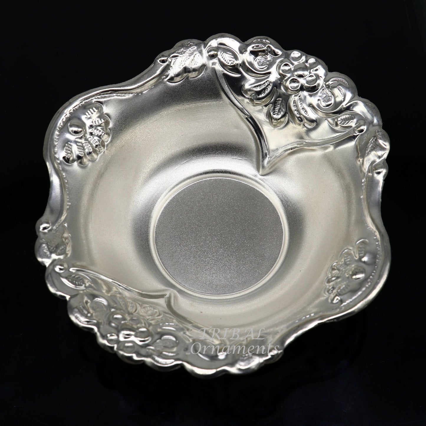 999 fine silver customized design Prasadam bowl, puja utensils, worshipping article, silver Idols serving bowl temple article su859 - TRIBAL ORNAMENTS