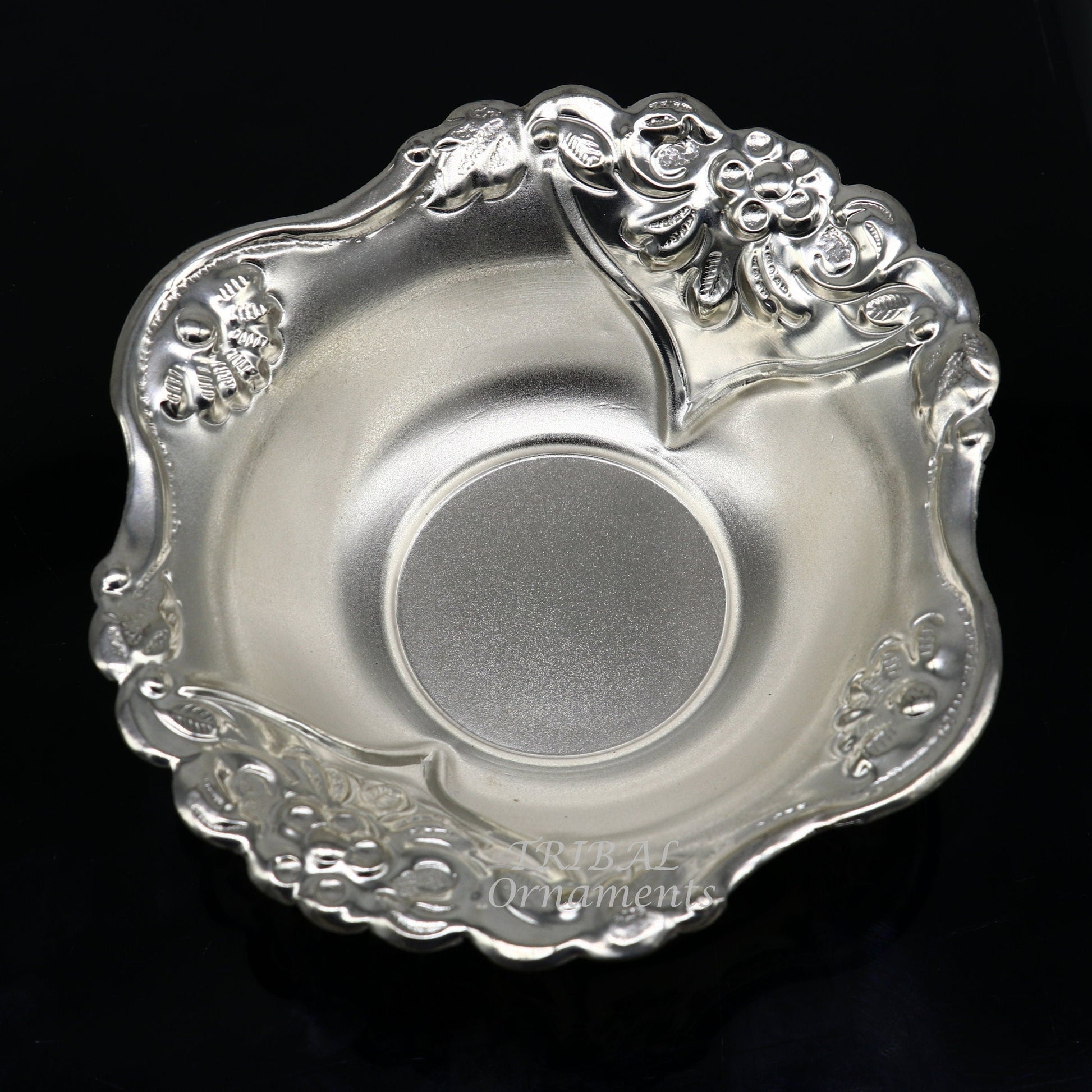 999 fine silver customized design Prasadam bowl, puja utensils, worshipping article, silver Idols serving bowl temple article su859 - TRIBAL ORNAMENTS