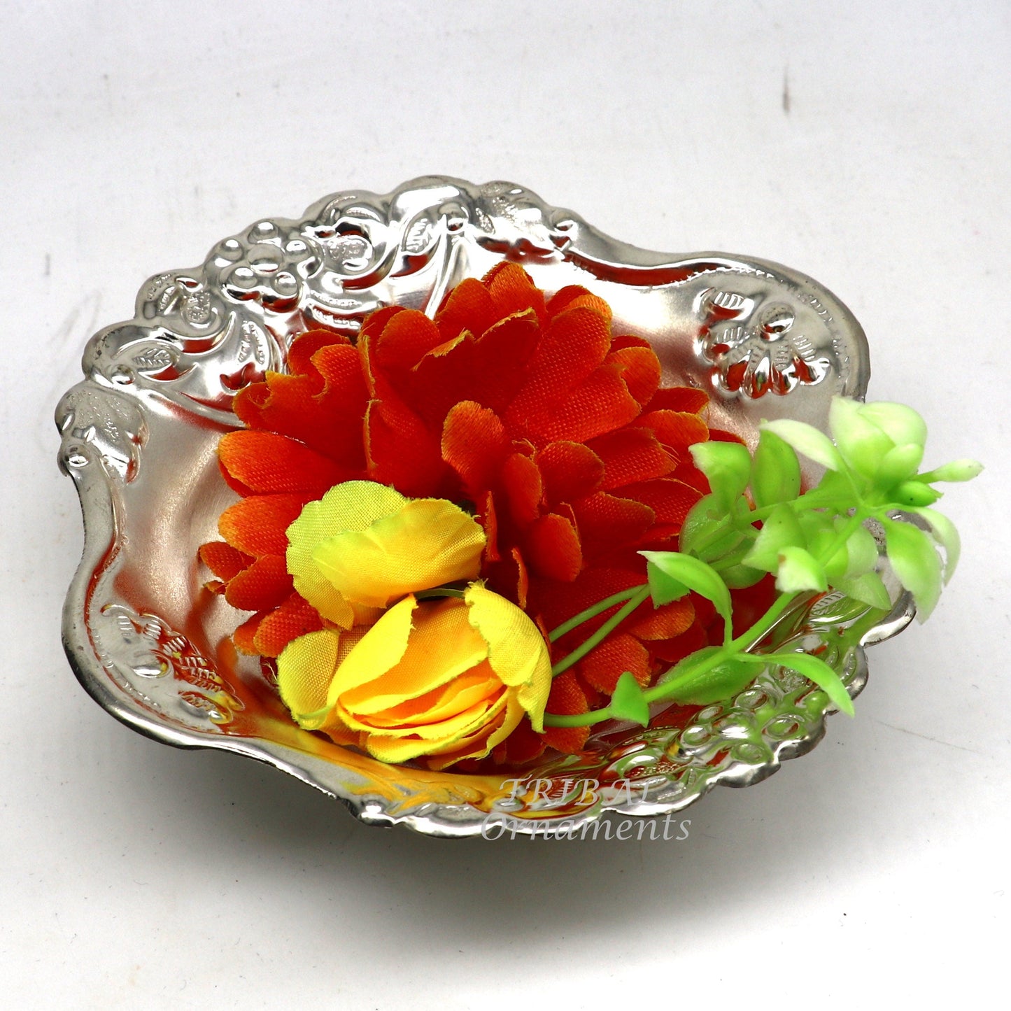 999 fine silver customized design Prasadam bowl, puja utensils, worshipping article, silver Idols serving bowl temple article su859 - TRIBAL ORNAMENTS