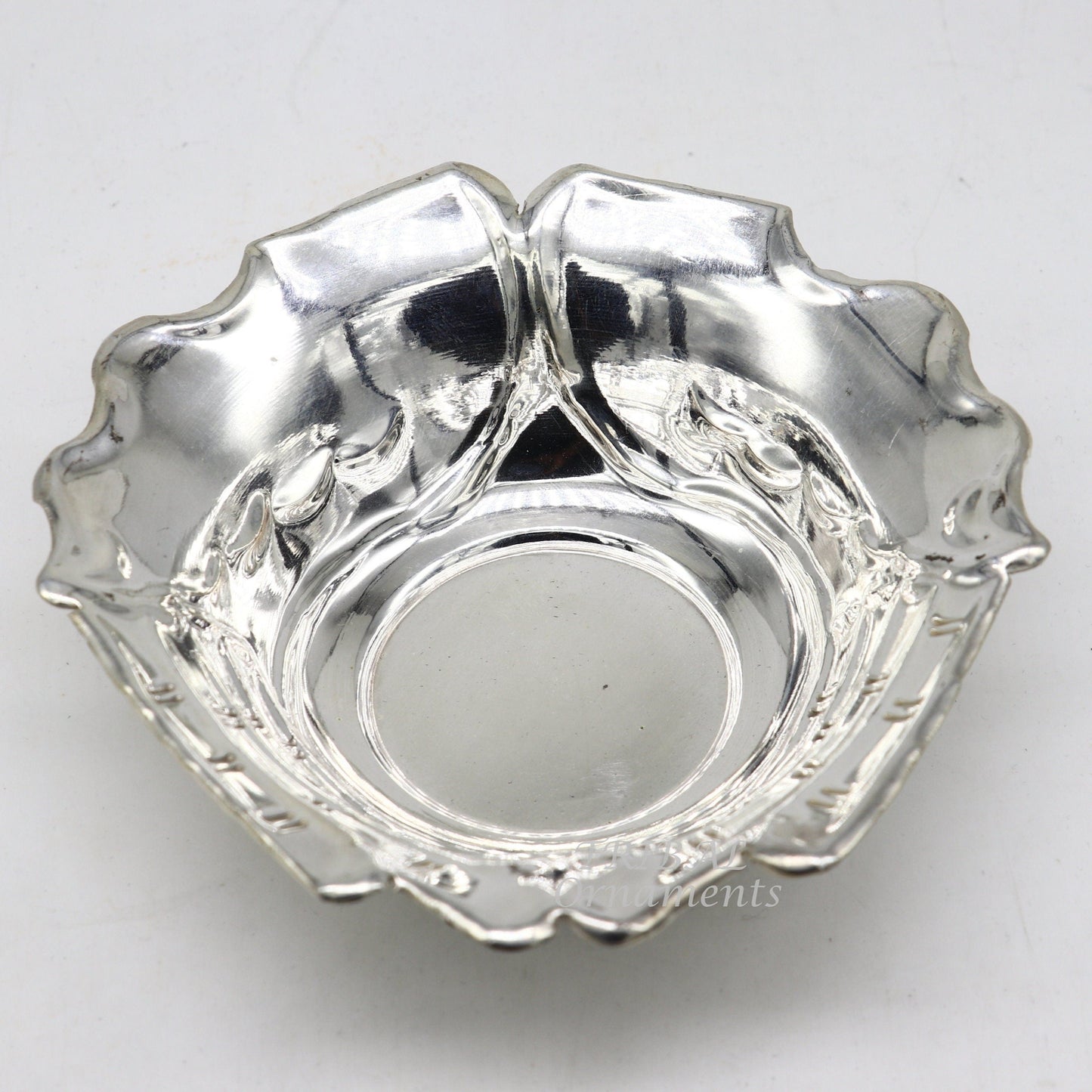 999 fine silver customized palm design prasadam bowl, puja utensils, worshipping article, silver Idols serving bowl temple article su858 - TRIBAL ORNAMENTS
