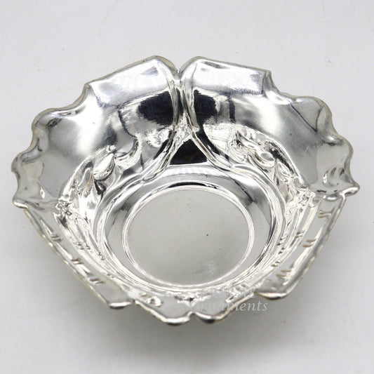 999 fine silver customized palm design prasadam bowl, puja utensils, worshipping article, silver Idols serving bowl temple article su858 - TRIBAL ORNAMENTS