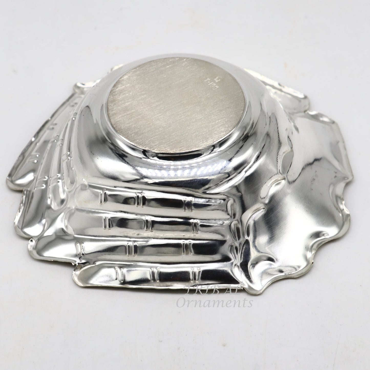 999 fine silver customized palm design prasadam bowl, puja utensils, worshipping article, silver Idols serving bowl temple article su858 - TRIBAL ORNAMENTS