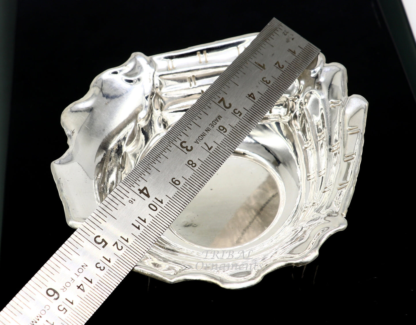 999 fine silver customized palm design prasadam bowl, puja utensils, worshipping article, silver Idols serving bowl temple article su858 - TRIBAL ORNAMENTS