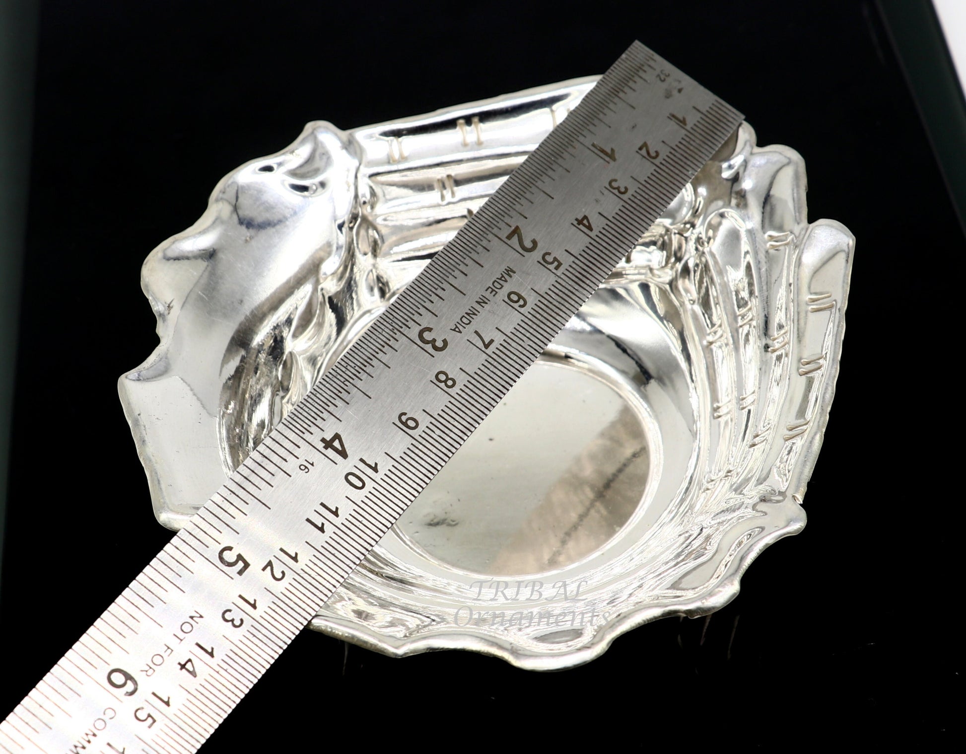 999 fine silver customized palm design prasadam bowl, puja utensils, worshipping article, silver Idols serving bowl temple article su858 - TRIBAL ORNAMENTS