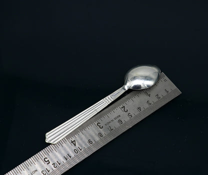 Handcrafted 999 fine silver baby bowl and spoon set by TRIBAL ORNAMENTS, traditional puja silver utensils and vessel for infants.