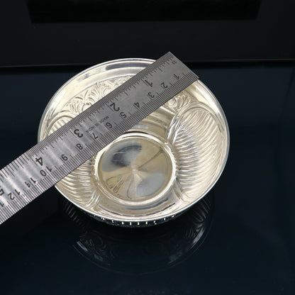 999 fine silver exclusive handcrafted work baby bowl and spoon set, puja utensils, silver article, silver utensils, silver vessel baby sv210 - TRIBAL ORNAMENTS