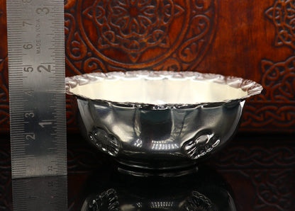 Handcrafted 999 fine silver lightweight bowl from TRIBAL ORNAMENTS, ideal for puja utensils and silver vessel baby set.