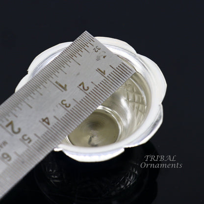 999 fine silver handmade design holy prasadam bowl or silver utensils for temple serving to god, best gifting article to your idols su972 - TRIBAL ORNAMENTS
