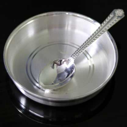999 Fine silver handmade excellent silver vessels, silver utensils, silve baby plate,tray silver art, silver bowl, cup , baby feeding sv46 - TRIBAL ORNAMENTS