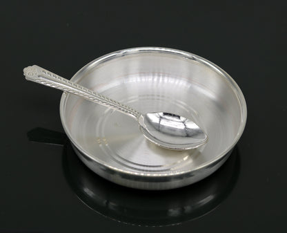 999 Fine silver handmade excellent silver vessels, silver utensils, silve baby plate,tray silver art, silver bowl, cup , baby feeding sv46 - TRIBAL ORNAMENTS