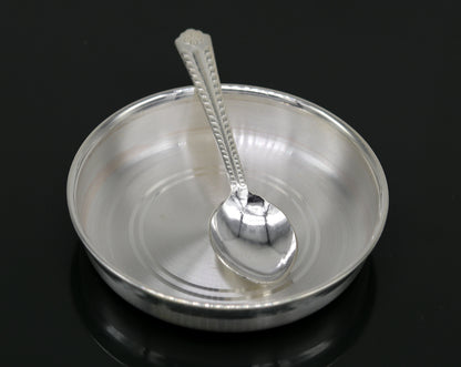 999 Fine silver handmade excellent silver vessels, silver utensils, silve baby plate,tray silver art, silver bowl, cup , baby feeding sv46 - TRIBAL ORNAMENTS