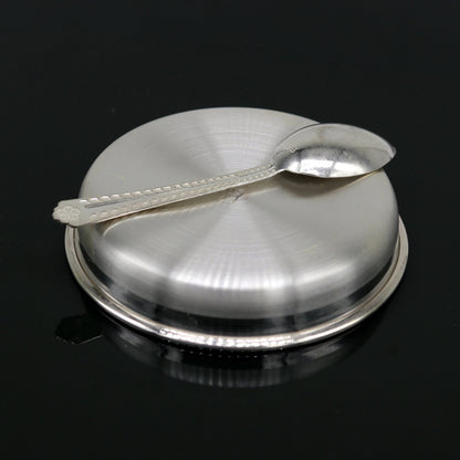 999 Fine silver handmade excellent silver vessels, silver utensils, silve baby plate,tray silver art, silver bowl, cup , baby feeding sv46 - TRIBAL ORNAMENTS