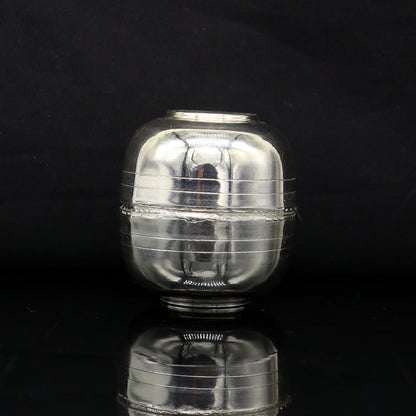 999 fine silver handmade gorgeous prasad box for god, trinket box, container box, brides gifting, jewelry box, solid silver article stb94 - TRIBAL ORNAMENTS