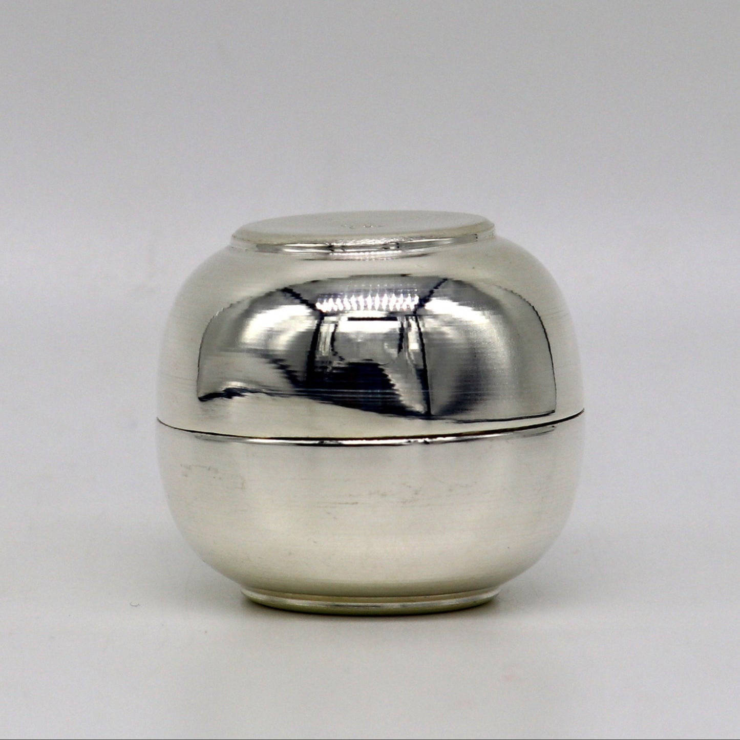 999 fine silver handmade gorgeous prasad box with cap, trinket box, container box, brides gifting, jewelry box, solid silver article stb95 - TRIBAL ORNAMENTS