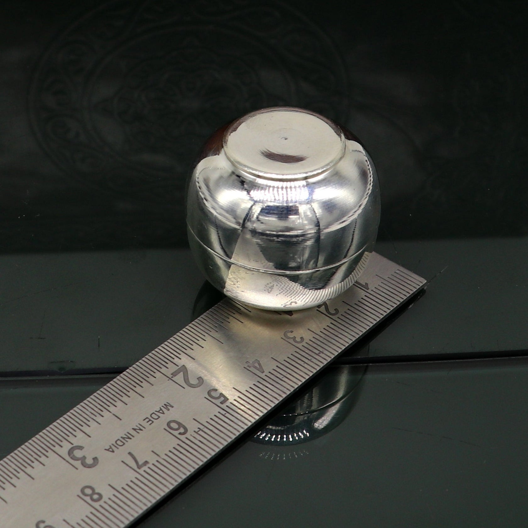 999 fine silver handmade gorgeous prasad box with cap, trinket box, container box, brides gifting, jewelry box, solid silver article stb95 - TRIBAL ORNAMENTS