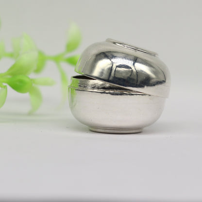 999 fine silver handmade gorgeous small idol's Prasad box, trinket box, container box, brides sindur box, solid silver article utensil sv183 - TRIBAL ORNAMENTS