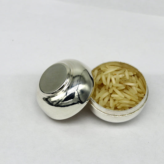 999 fine silver handmade gorgeous small idol's Prasad box, trinket box, container box, brides Sindur box, solid silver article utensil sv185 - TRIBAL ORNAMENTS