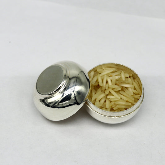 Handmade 999 fine silver idol Prasad and trinket box by Tribal Ornaments, small solid silver container for Sindur or valuables.
