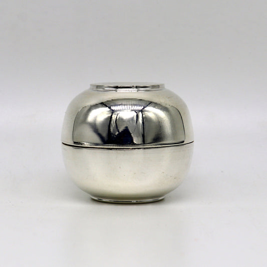 999 fine silver handmade Prasad box with cap for idols, trinket box, container box, brides gifting, jewelry box, solid silver article stb96 - TRIBAL ORNAMENTS