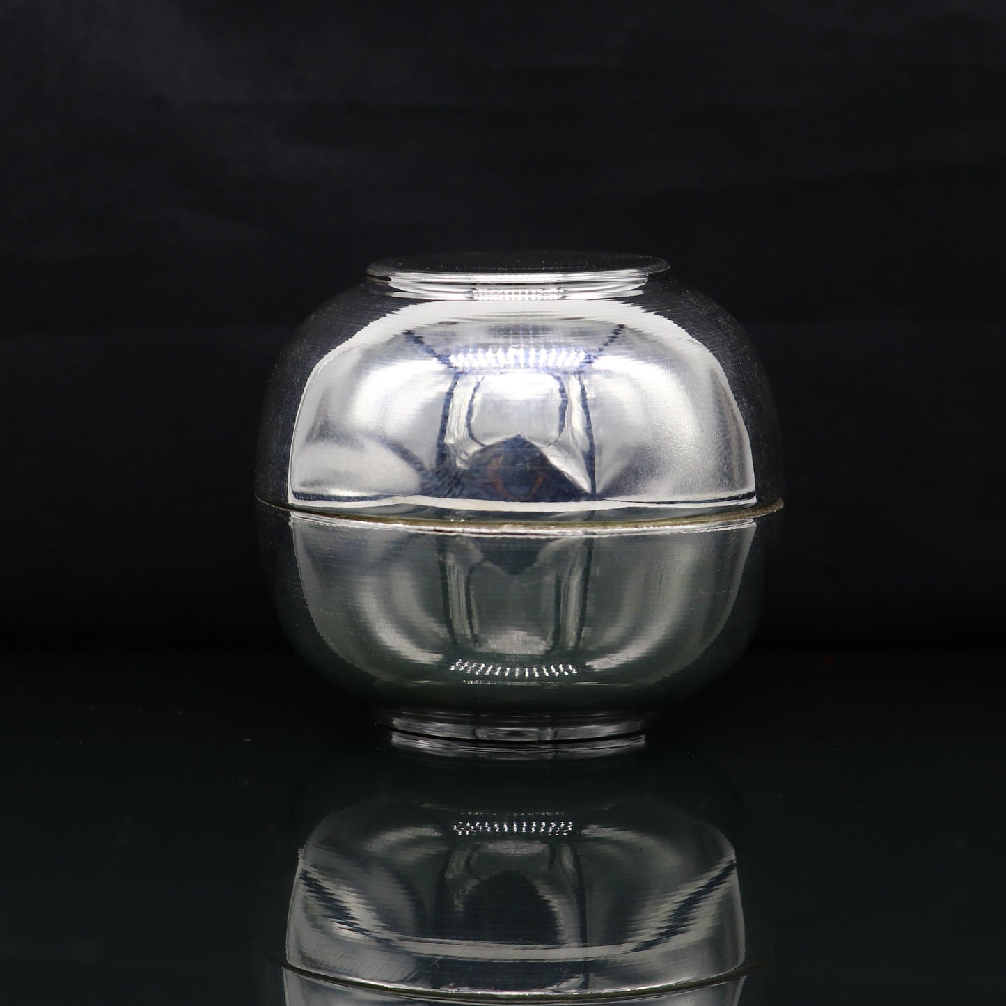 999 fine silver handmade Prasad box with cap for idols, trinket box, container box, brides gifting, jewelry box, solid silver article stb96 - TRIBAL ORNAMENTS