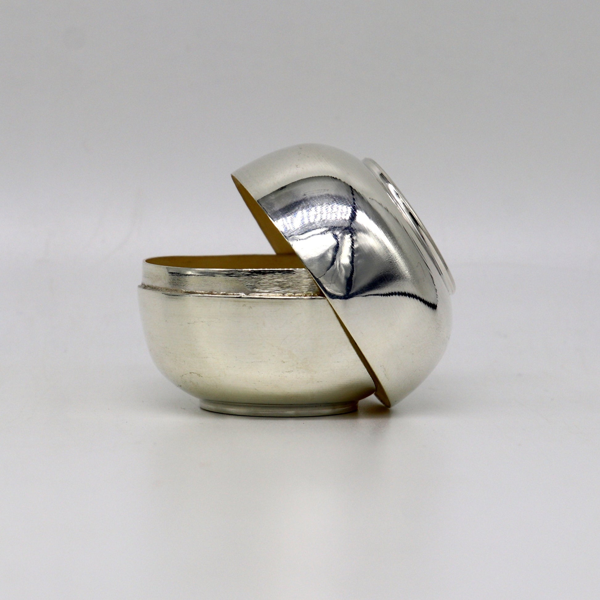 999 fine silver handmade Prasad box with cap for idols, trinket box, container box, brides gifting, jewelry box, solid silver article stb96 - TRIBAL ORNAMENTS