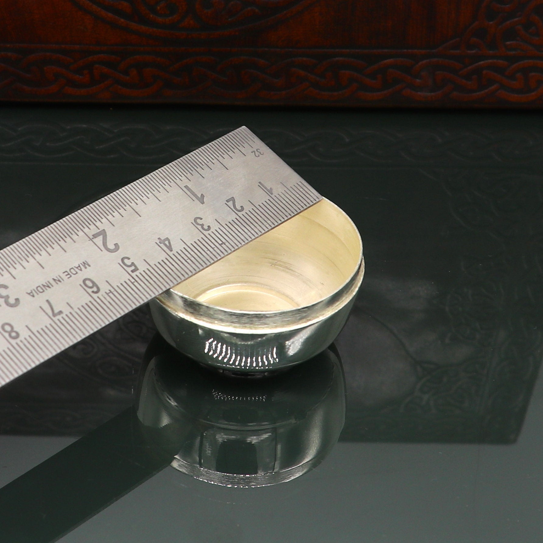 999 fine silver handmade Prasad box with cap for idols, trinket box, container box, brides gifting, jewelry box, solid silver article stb96 - TRIBAL ORNAMENTS