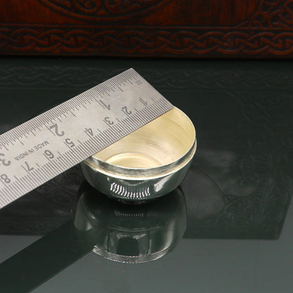999 fine silver handmade Prasad box with cap for idols, trinket box, container box, brides gifting, jewelry box, solid silver article stb96 - TRIBAL ORNAMENTS