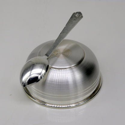 999 fine silver handmade silver bowl and spoon set, silver has antibacterial properties,stay baby/kids healthy, silver vessels utensils sv44 - TRIBAL ORNAMENTS