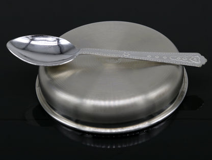 999 Fine silver handmade silver vessels, silver utensils, silver baby plate,tray silver art, silver kitchen accessories, baby feeding sv49 - TRIBAL ORNAMENTS