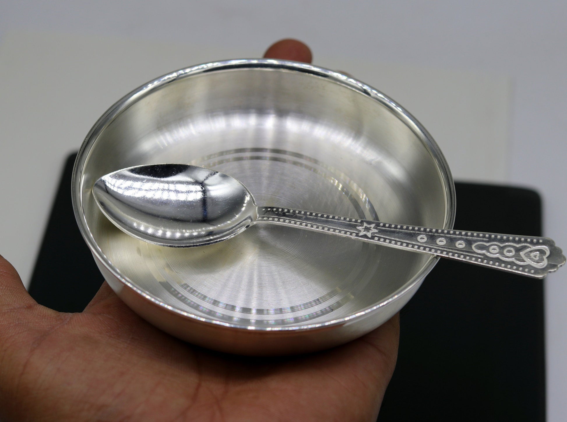 999 Fine silver handmade silver vessels, silver utensils, silver baby plate,tray silver art, silver kitchen accessories, baby feeding sv49 - TRIBAL ORNAMENTS