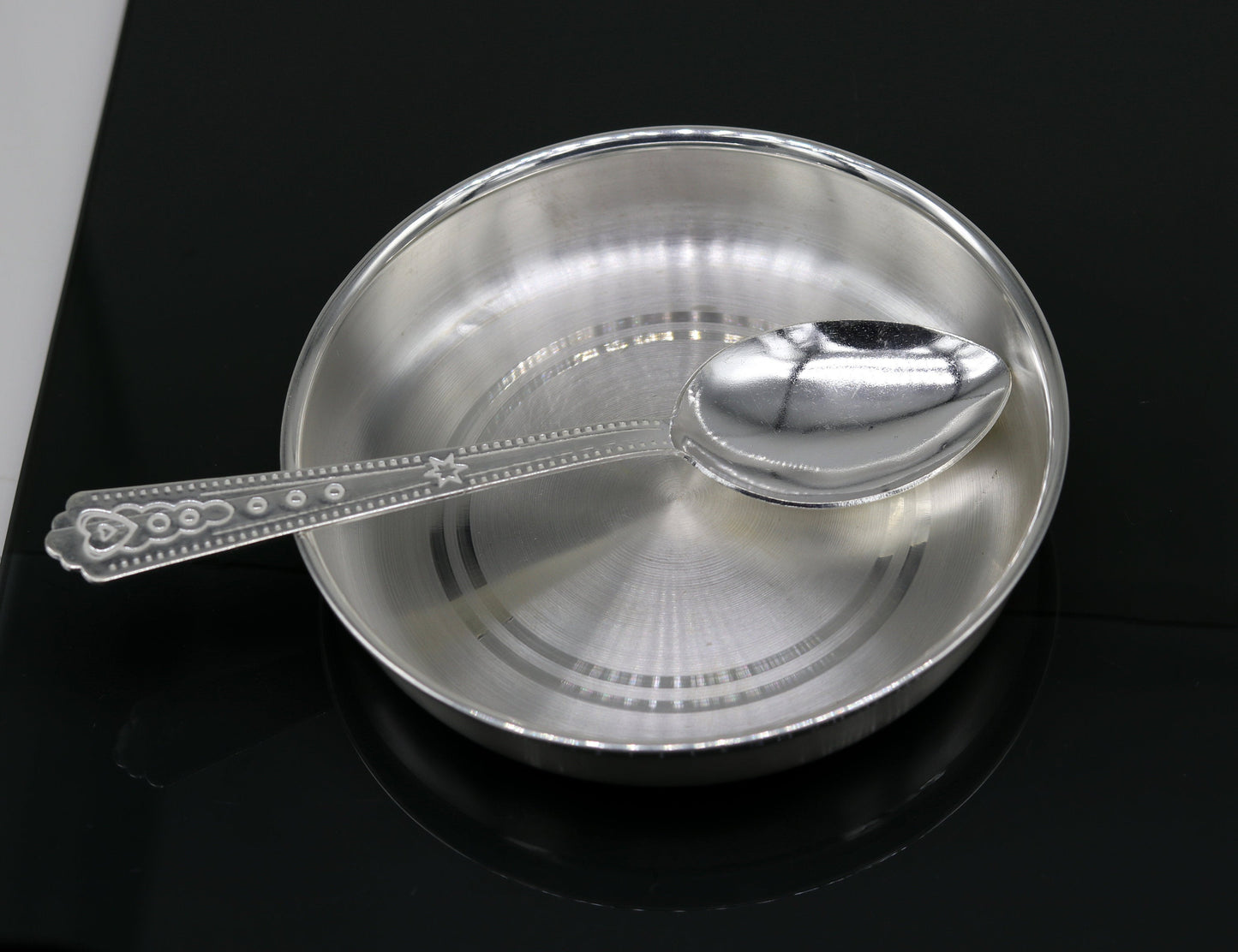 999 Fine silver handmade silver vessels, silver utensils, silver baby plate,tray silver art, silver kitchen accessories, baby feeding sv49 - TRIBAL ORNAMENTS