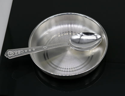 999 Fine silver handmade silver vessels, silver utensils, silver baby plate,tray silver art, silver kitchen accessories, baby feeding sv49 - TRIBAL ORNAMENTS