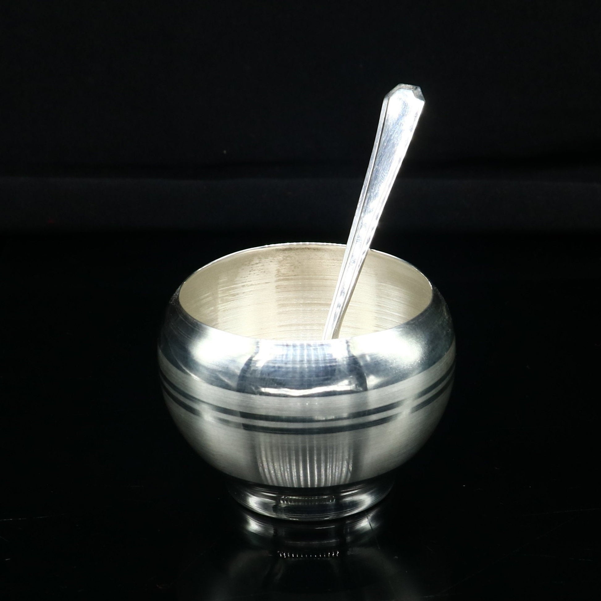 999 fine silver handmade small baby bowl and spoon set, silver tumbler, flask, stay baby/kids healthy, silver vessel utensils sv172 - TRIBAL ORNAMENTS