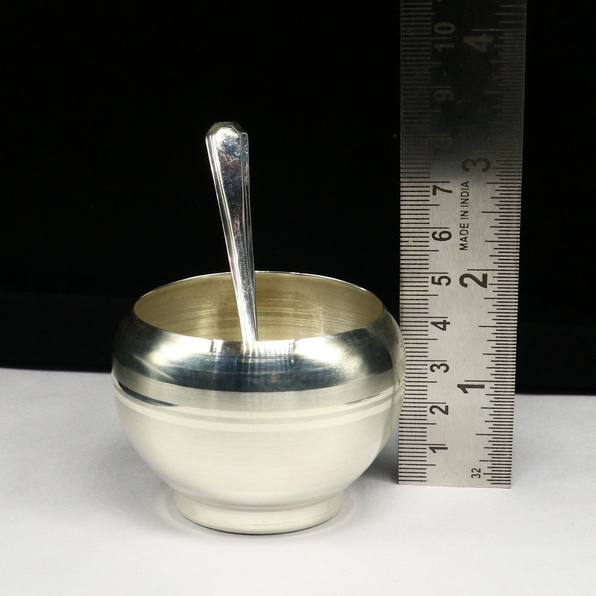 999 fine silver handmade small baby bowl and spoon set, silver tumbler, flask, stay baby/kids healthy, silver vessel utensils sv172 - TRIBAL ORNAMENTS