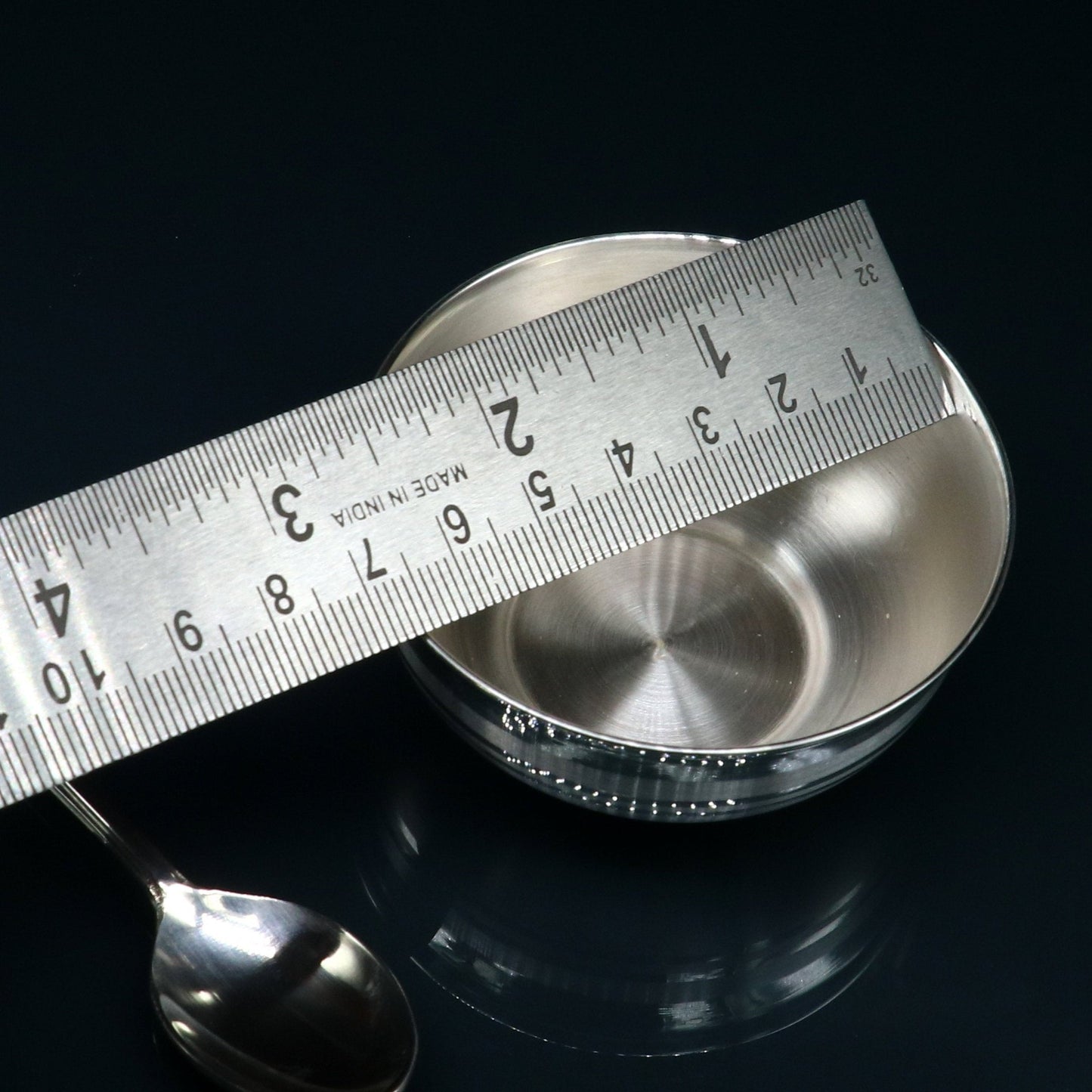 999 fine silver handmade small baby bowl and spoon set, silver tumbler, flask, stay baby/kids healthy, silver vessel utensils sv173 - TRIBAL ORNAMENTS