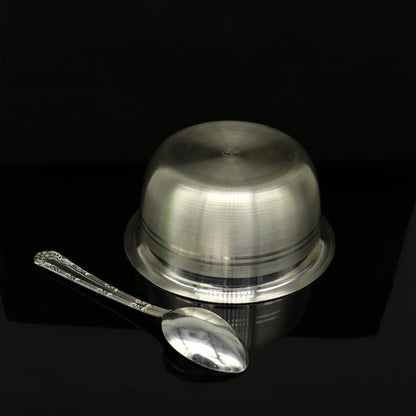 999 fine silver handmade small baby bowl and spoon set, silver tumbler, flask, stay baby/kids healthy, silver vessels utensils sv119 - TRIBAL ORNAMENTS