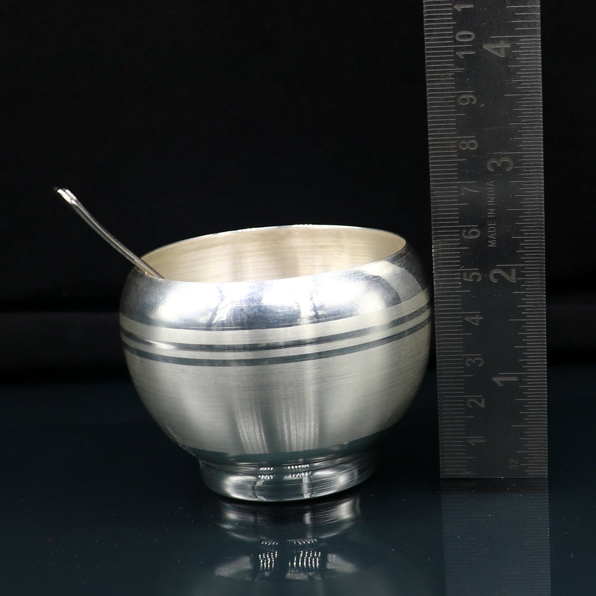 999 fine silver handmade small baby bowl and spoon set, silver tumbler, flask, stay baby/kids healthy, silver vessels utensils sv170 - TRIBAL ORNAMENTS