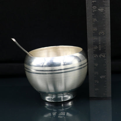 999 fine silver handmade small baby bowl and spoon set, silver tumbler, flask, stay baby/kids healthy, silver vessels utensils sv170 - TRIBAL ORNAMENTS