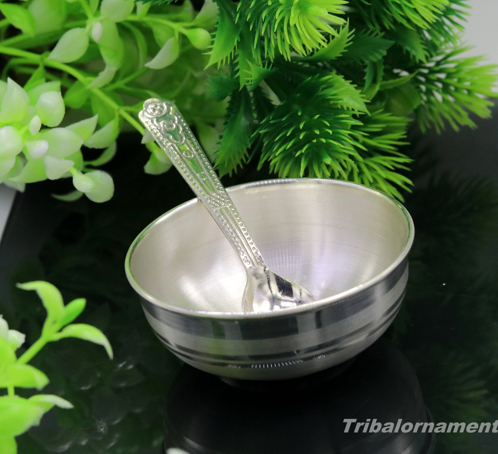 999 fine silver handmade small bowl for baby feeding bowl, pure silver vessels, silver utensils, home and kitchen accessories india sv40 - TRIBAL ORNAMENTS