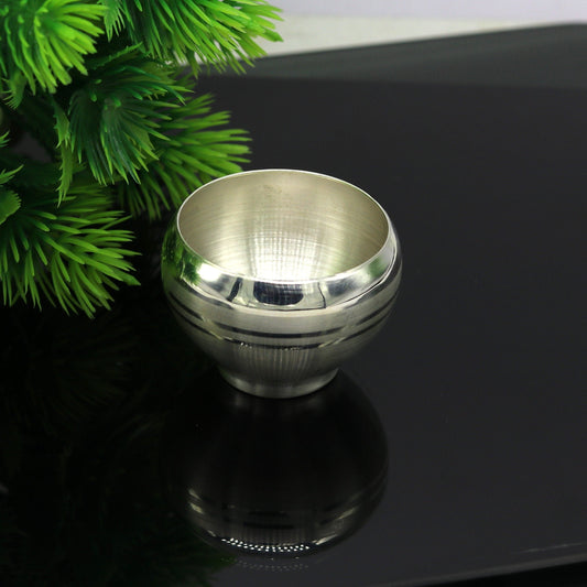 999 fine silver handmade small silver utensils bowl/tumbler silver vessel, silver article puja art accessories, healthy family gift sv259 - TRIBAL ORNAMENTS