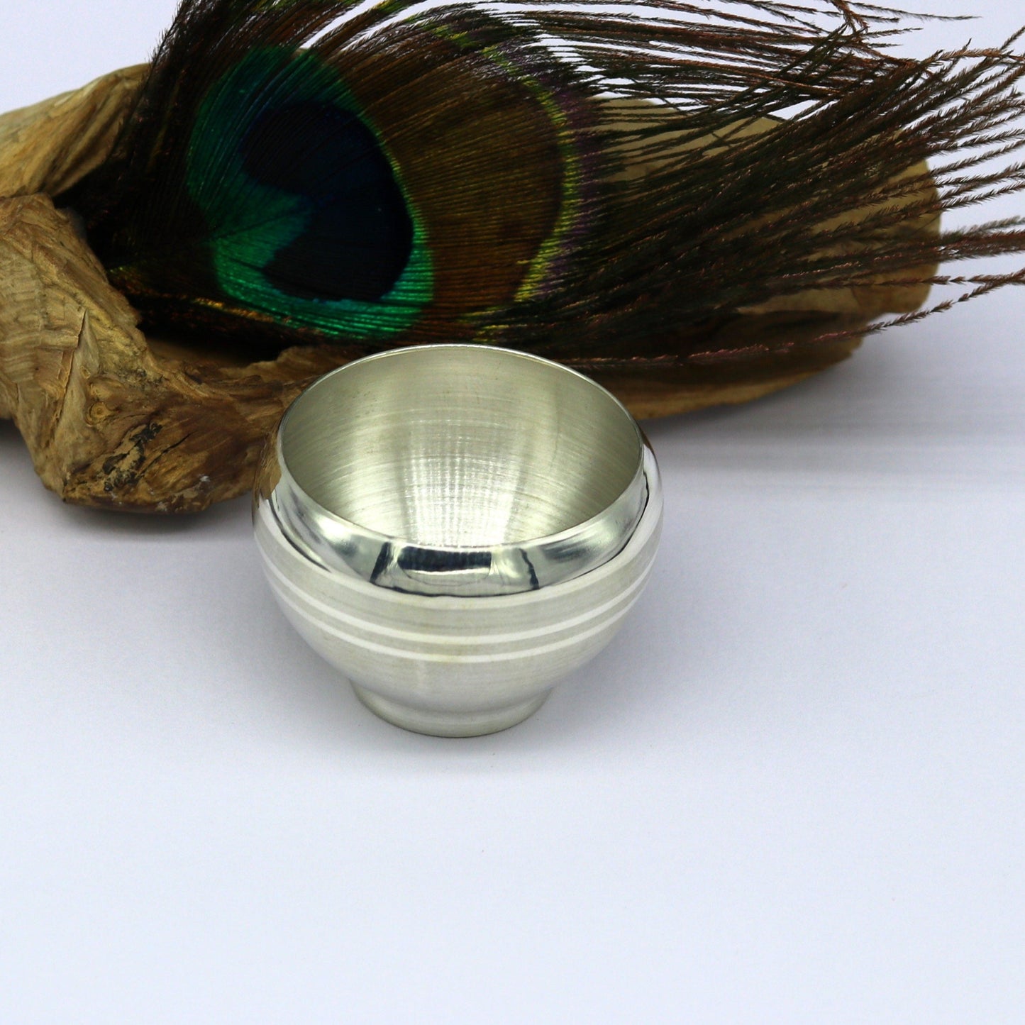 999 fine silver handmade small silver utensils bowl/tumbler silver vessel, silver article puja art accessories, healthy family gift sv259 - TRIBAL ORNAMENTS