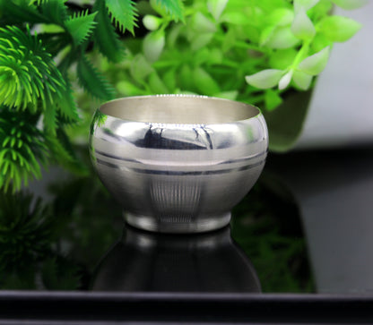 999 fine silver handmade small silver utensils bowl/tumbler silver vessel, silver article puja art accessories, healthy family gift sv259 - TRIBAL ORNAMENTS