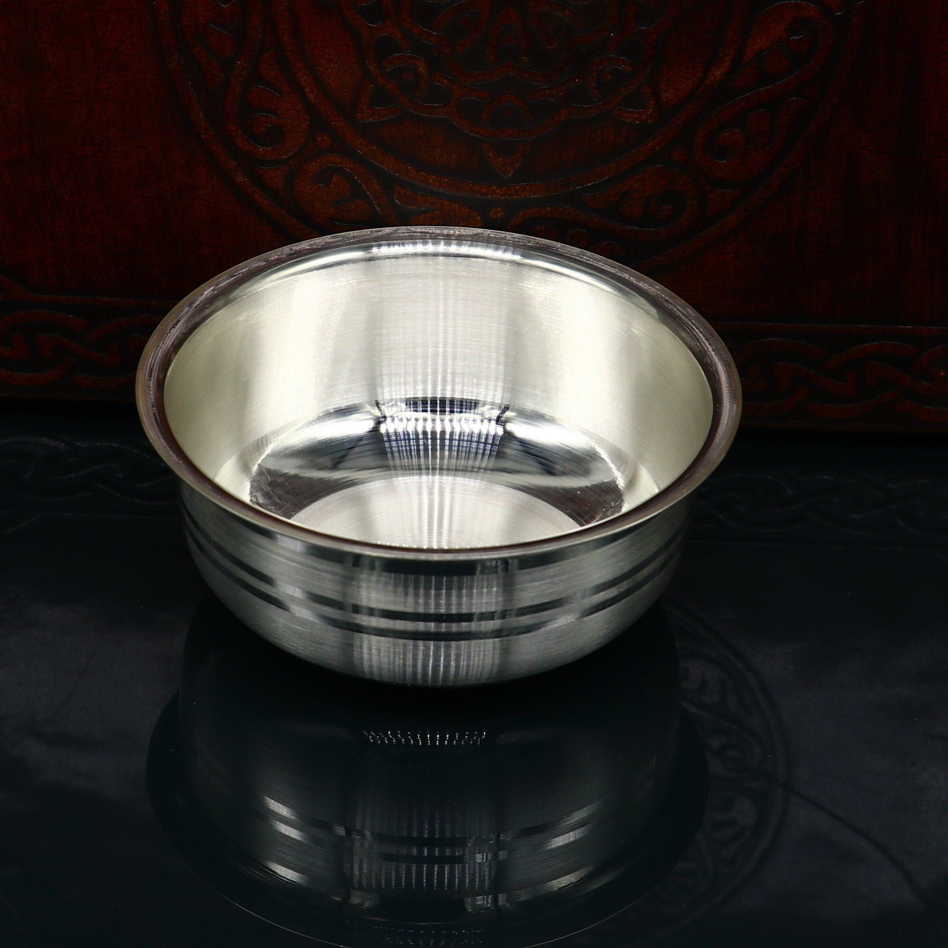 999 Fine silver handmade solid bowl, silver utensils, silver vessel, baby food bowl, baby kitchen set, silver puja article sv182 - TRIBAL ORNAMENTS