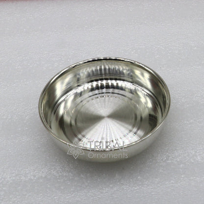 Handmade 999 fine silver tray by TRIBAL ORNAMENTS, ideal for serving baby food or use as silver puja utensils.