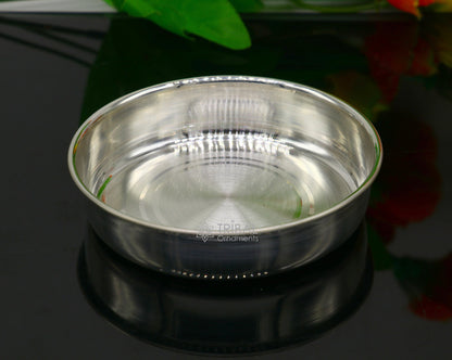 Handmade 999 fine silver tray from TRIBAL ORNAMENTS, ideal for serving baby food or puja offerings.