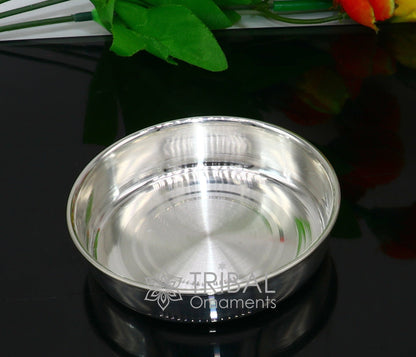 Handmade 999 fine silver plate and tray from Tribal Ornaments, ideal for serving baby food or puja ceremonies.