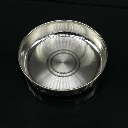 999 fine silver handmade solid plate/ tray, best gifting baby set for baby food, silver utensils, silver articles, puja utensils sv117 - TRIBAL ORNAMENTS